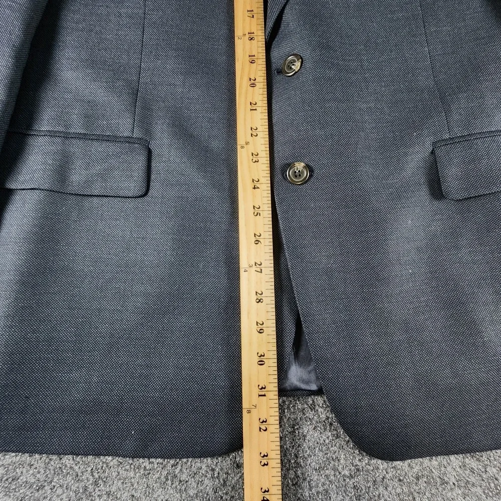 Lauren Ralph Lauren Mens‎ Textured Blue  Wool Blazer Sport Coat 48R EUC